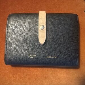 Celine Navy and Pink Medium Strap Wallet
